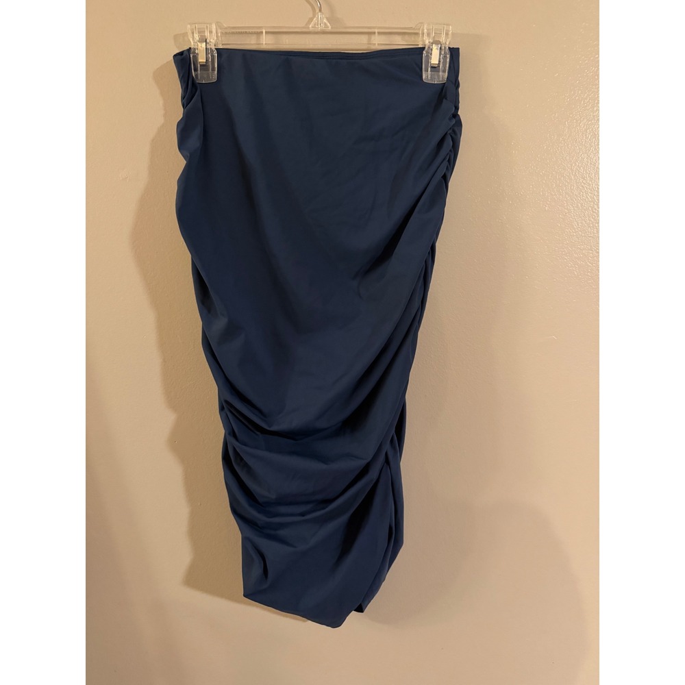 Halara Navy Blue Ruched Midi Skirt/dress Women Medium NWT High Stretch Bodycon - Picture 3 of 6
